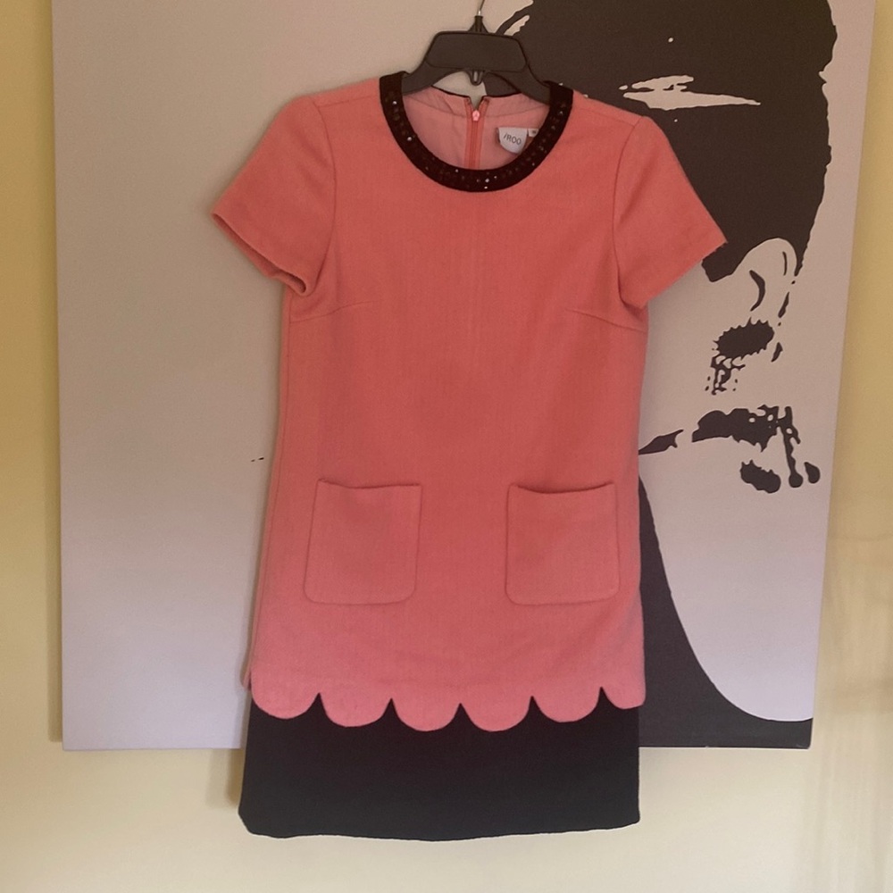 Retro Pink/Black Wool Blend Dress by iRoo - Size 4 (EU 36)